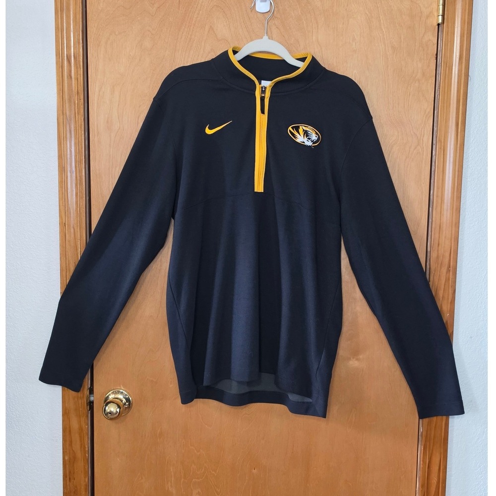 Nike Missouri Tigers Mizzou Dri-FIT Quarter Zip Pullover Mens Large Black Gold